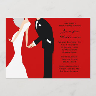 Invitación Ducha roja y negra de la boda de novia y del novio