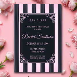 Invitación Ducha rosa y negra de lencería