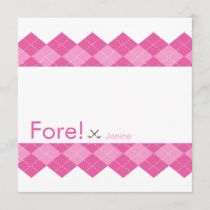 Invitación Ducha rosada Argyle del fiesta del golf de las