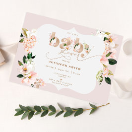 Invitación Ducha Rubor rosa floral elegante para bebé