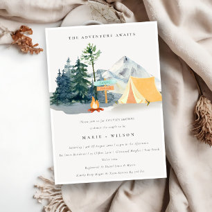 Invitación Ducha Rusa de Parejas de Montaña Camping Pine Wood