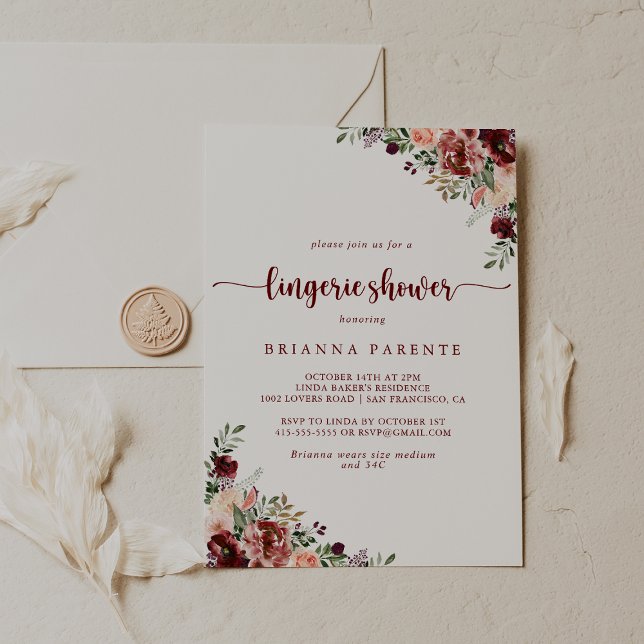 Invitación Ducha Rusa Floral Bridal Bridal Lingerie (Subido por el creador)
