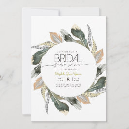 Invitación Ducha salvaje nupcial | Círculo acuarela de plumas