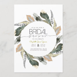 Invitación Ducha salvaje nupcial | Círculo acuarela de plumas
