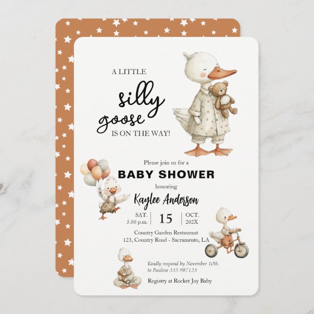 Invitación Ducha Silly Goose Baby (Anverso / Reverso)