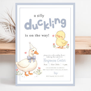 Invitación Ducha Silvestre Azul Floral Baby Shower