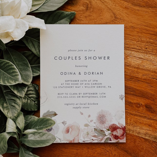 Invitación Ducha simple de parejas florales (Subido por el creador)
