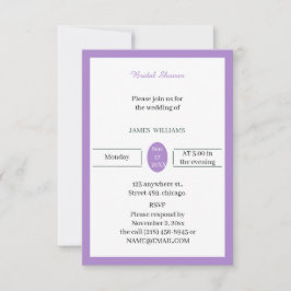 Invitación Ducha simple púrpura para novias
