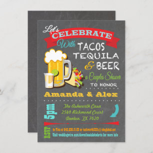 Invitación Ducha Tacos, Tequila y Beer Fiesta Parejas