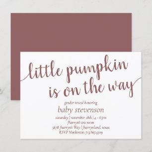 Invitación Ducha Taupe Simple Pequeña Calabaza del Rosa del