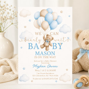 Invitación ducha temprana de bebé Oso de peluche bebé