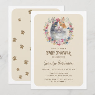 Invitación Ducha Tricolada Calico Cat Baby