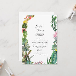 Invitación Ducha tropical botánica blanca de novias  