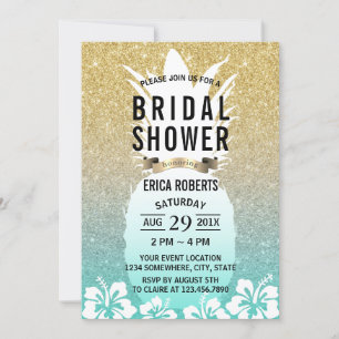 Invitación Ducha Tropical De Boda De Oro De Piña