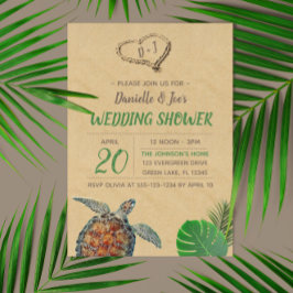 Invitación Ducha Tropical De Boda De Tortugas En El Mar De Pl