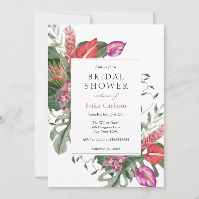 Invitación Ducha tropical de novias (Anverso)