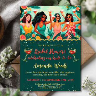 Invitación Ducha tropical de novias con cóctel