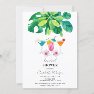 Invitación Ducha tropical de novias con cóctel