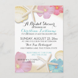 Invitación Ducha tropical de novias con flores en la playa tr