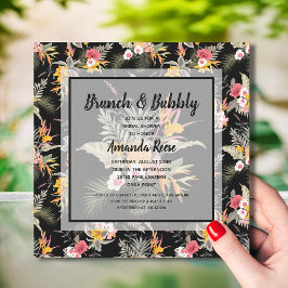 Invitación Ducha tropical de novias de brunch y burbuja