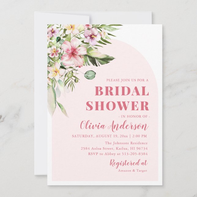 Invitación Ducha tropical de novias de verano en Hawái calien (Anverso)