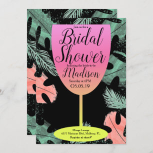 Invitación Ducha tropical de novias de vidrio de vino de Ombr