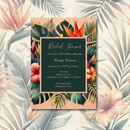 Invitación Ducha tropical de novias exótica hawaiana colorida