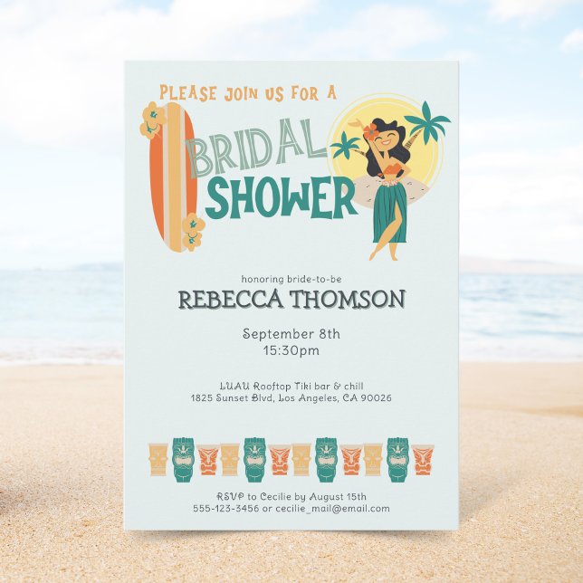 Invitación Ducha tropical de novias retro tiki (Subido por el creador)