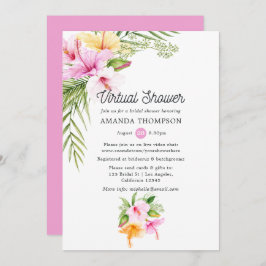 Invitación Ducha tropical de novias virtual con flores de ver