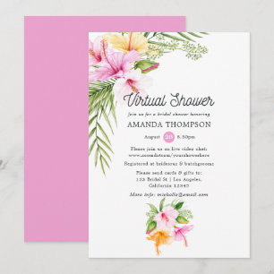 Invitación Ducha tropical de novias virtual con flores de ver