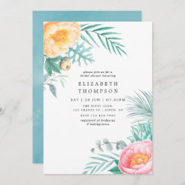 Invitación Ducha tropical floral de verano de novias