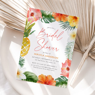 Invitación Ducha tropical floral de verano de novias
