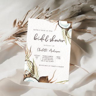 Invitación Ducha tropical hawaiana floral y de nuez de coco