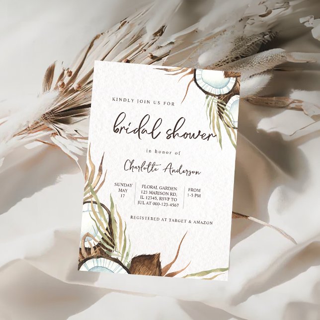 Invitación Ducha tropical hawaiana floral y de nuez de coco (Subido por el creador)