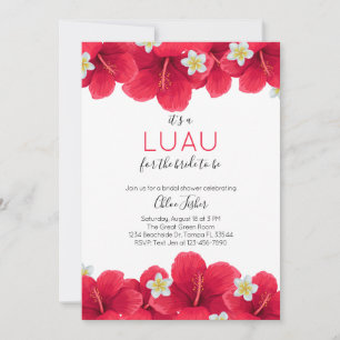 Invitación Ducha tropical hawaiana luau para novias, roja
