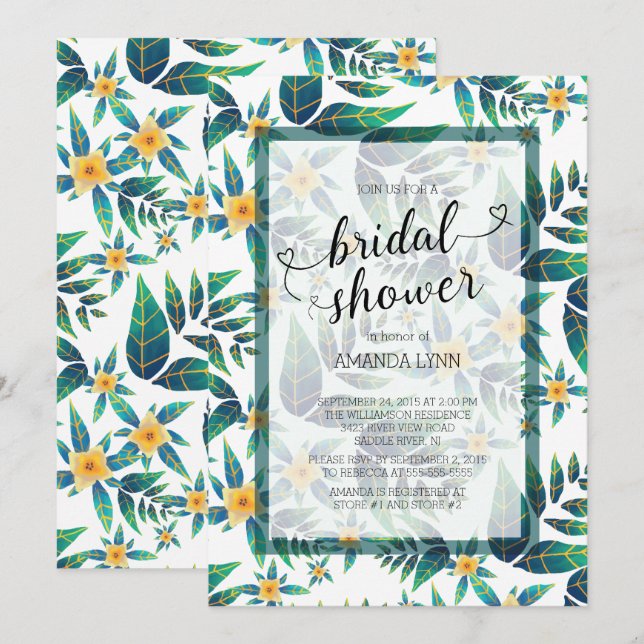 Invitación Ducha tropical nupcial Hibiscus floral (Anverso / Reverso)
