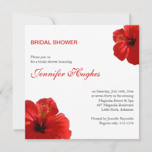 Invitación Ducha tropical roja hibiscus bridal