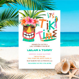 Invitación Ducha Tropical Tiki Luau Parejas