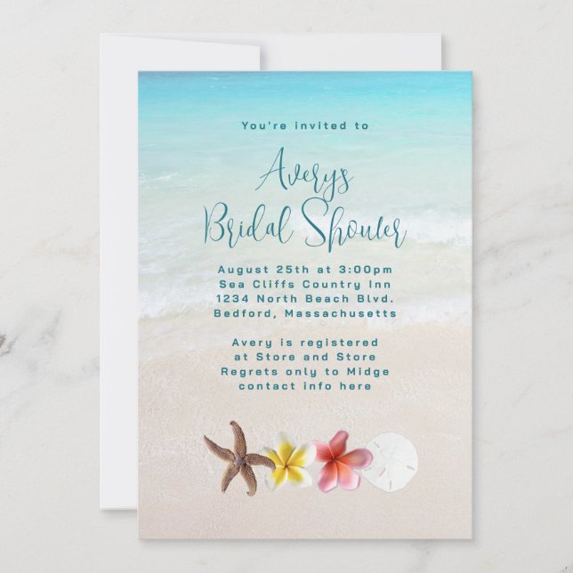 Invitación Ducha tropical turquesa para novias (Anverso)