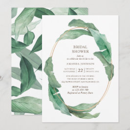 Invitación Ducha tropical verde de novia. Elegante botánico