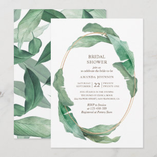 Invitación Ducha tropical verde de novia. Elegante botánico