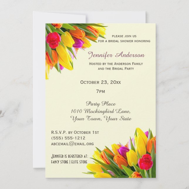 Invitación Ducha Tulip Bridal (Anverso)