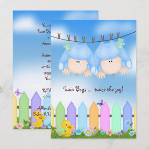 Invitación Ducha Twin Baby Boy