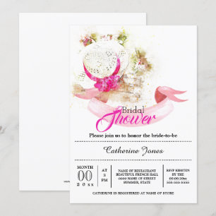 Invitación Ducha veraniega floral gorra toscano de novia