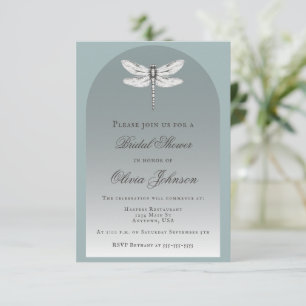 Invitación Ducha verde azulada de la novia Dragonfly