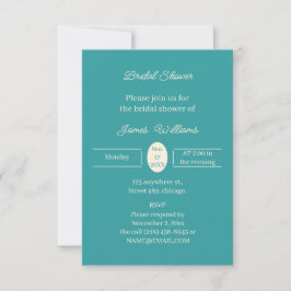 Invitación Ducha Verde azulada personalizada simple para novi