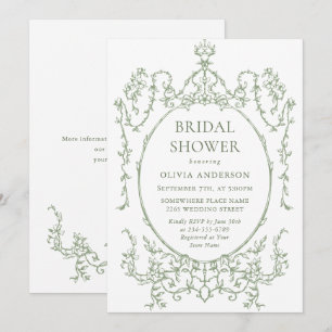 Invitación Ducha verde de novia con arcilla floral de origen