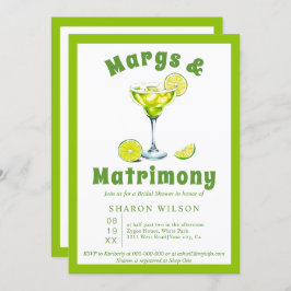 Invitación Ducha verde de novia con cóctel Margs & Matrimony