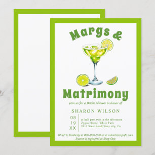 Invitación Ducha verde de novia con cóctel Margs & Matrimony