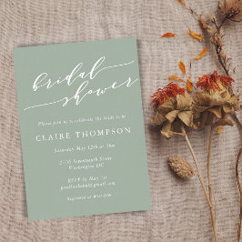 Invitación Ducha verde de novia de Dusty Sage clásico minimal